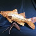 Highly Detailed Snook Fish Wood Carving On Driftwood Base