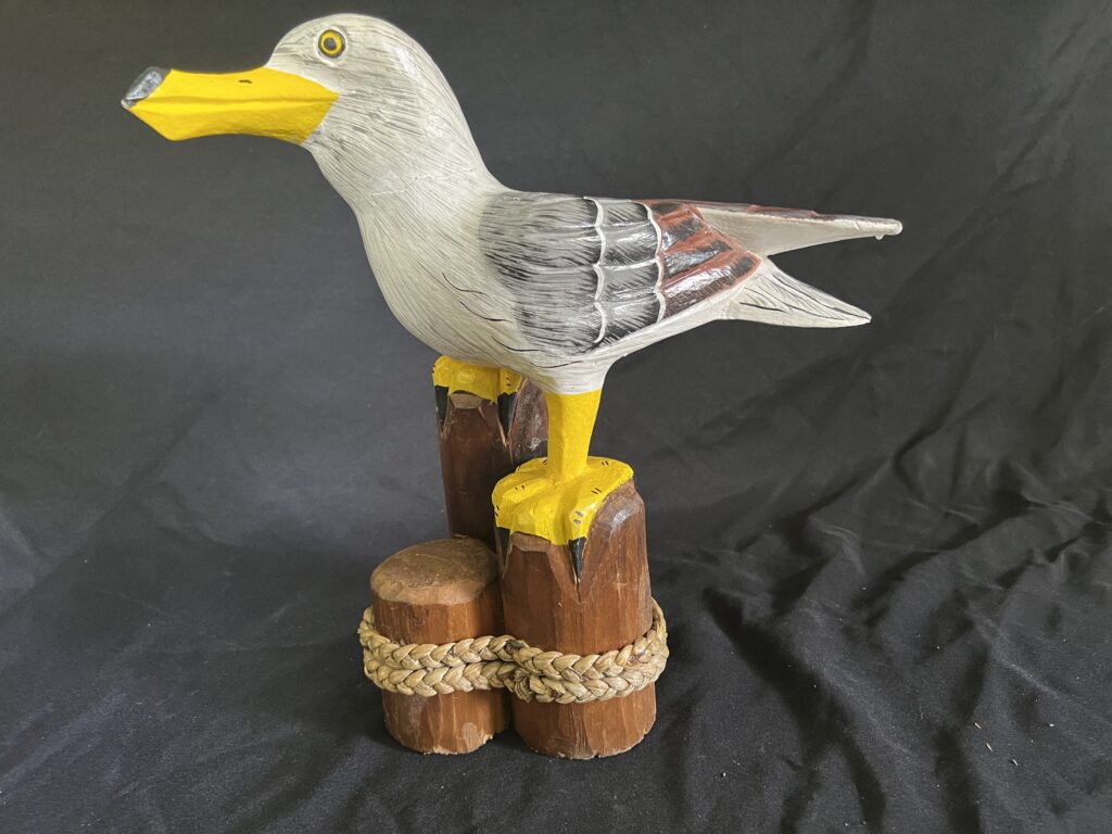 Highly Detailed Seagull Bird Wood Carving w/Custom Paint on Dock Poles