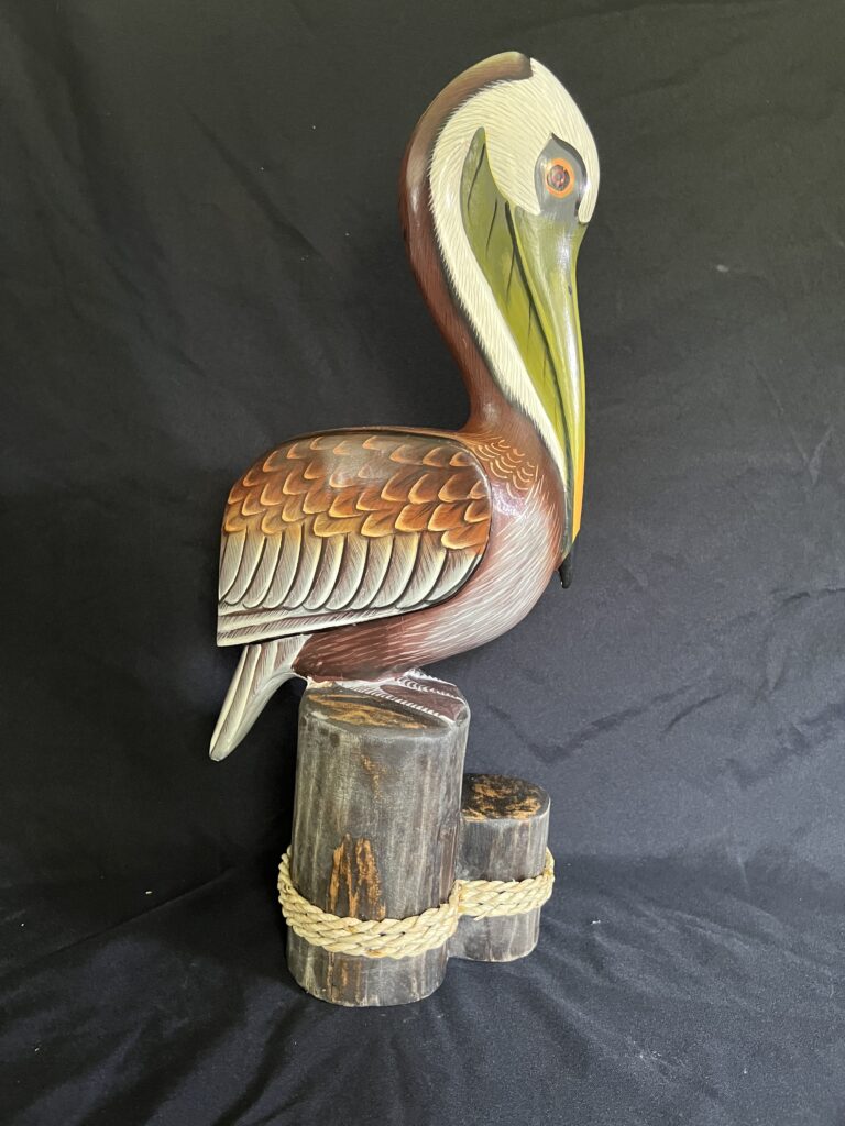 Highly Detailed Pelican Bird Wood Carving w/Custom Paint