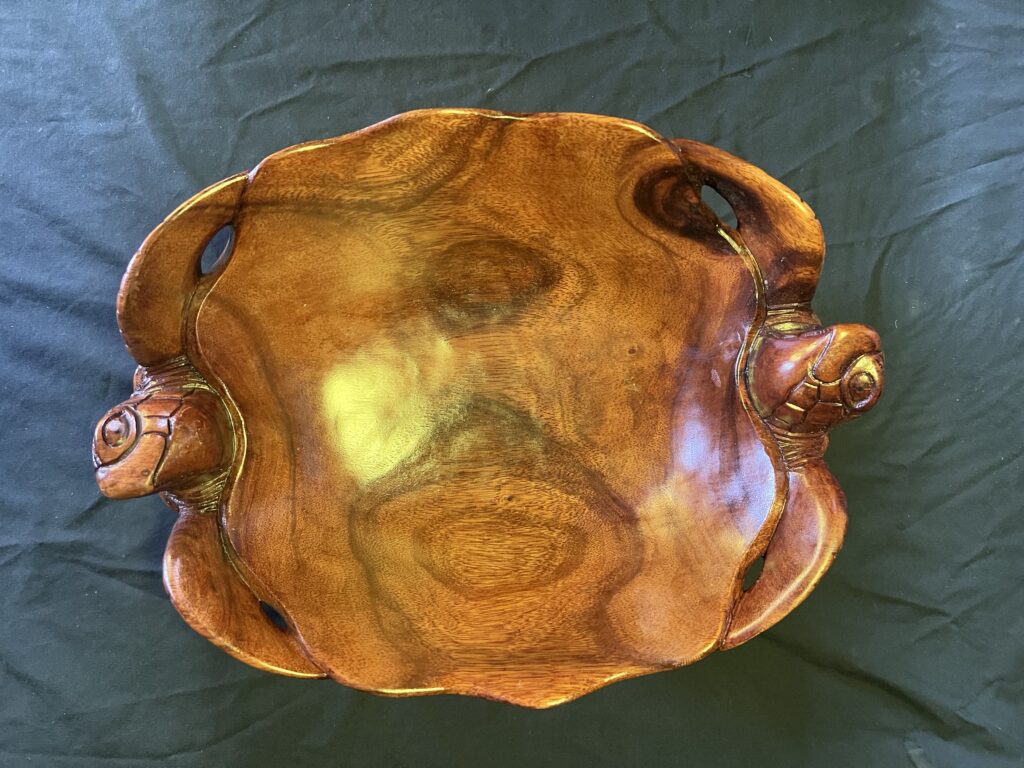 Medium Functional Double, Logger Head Sea Turtle Wood Serving Bowl