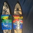 Turtle and Lizard Surf Board Art, Relief Carved by Hand with Airbrush Sunrise Surf