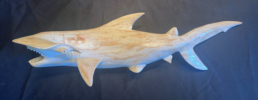 Highly Detailed White Washed Hammer Head Wall Mount Shark Carving